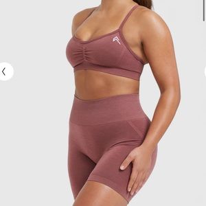 Effortless strappy bralette and seamless shorts -berry